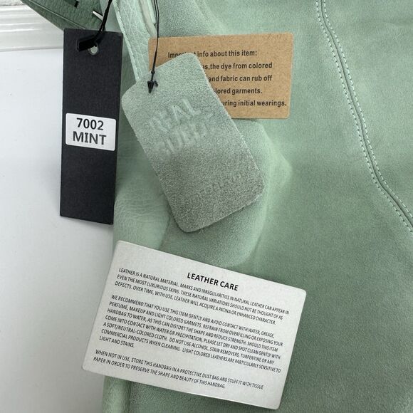 STREET LEVEL Bucket Bag Tote Suede Tassel Shoulder Boho Faux Leather Mint Green - Picture 12 of 16